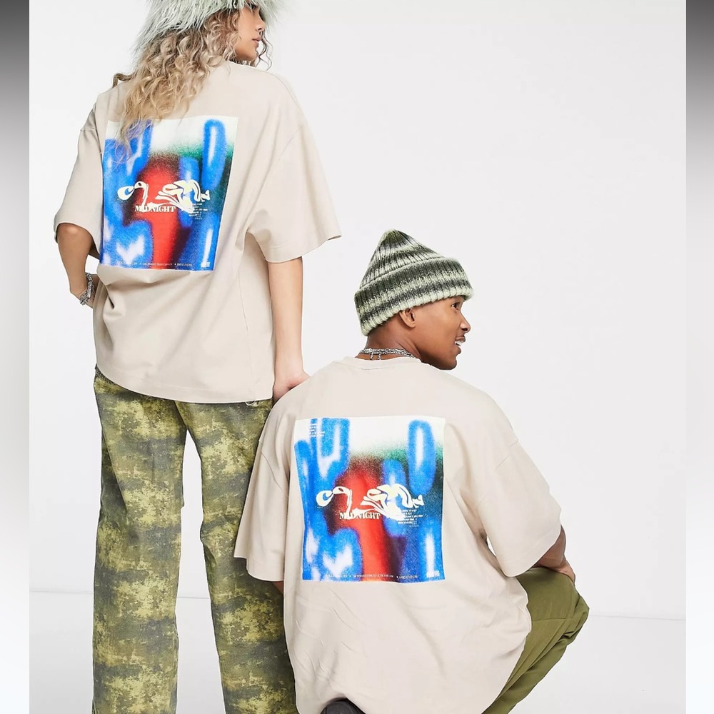 COLLUSION Unisex oversized t-shirt with print in pique 2xl